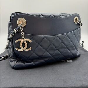 Chanel Blue Lambskin Shoulder Tote